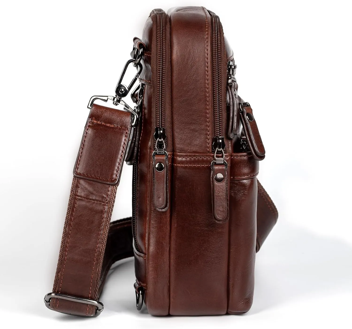 Leather Messenger Bag for Men, Small Leather Sling Shoulder Bag Messenger Pack for Men, Man Purse