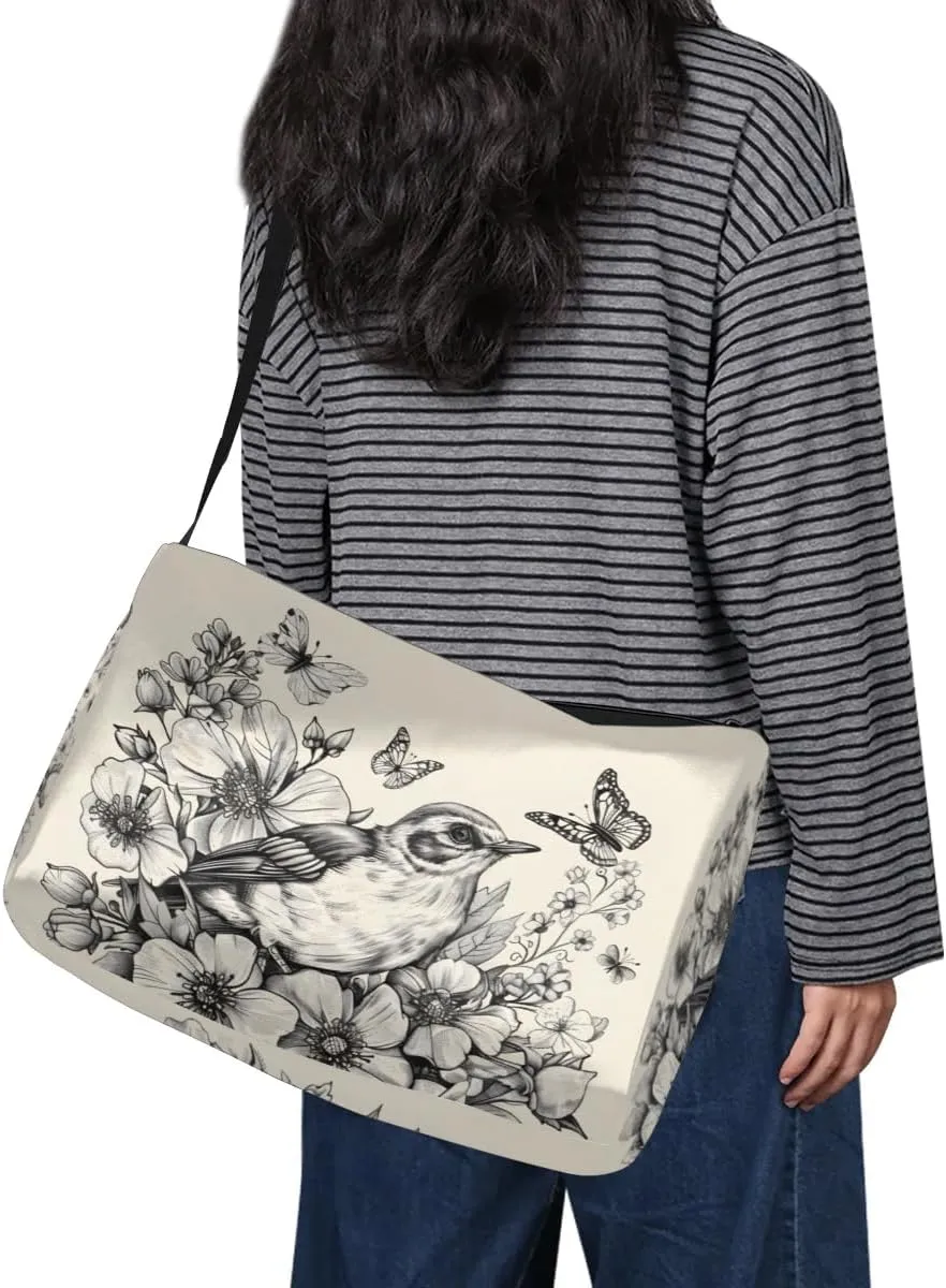 Leather Travel Duffle Bag for Women Men, Bird Flower Floral Butterfly Small Sports Gym Bag Weekender Overnight Bags Underseat Carry on Luggage Bags for Airplanes, Personal Item Travel Bag,B-127