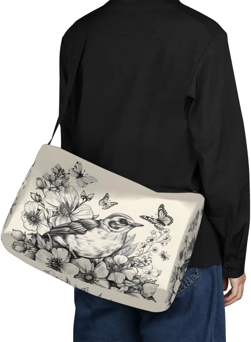 Leather Travel Duffle Bag for Women Men, Bird Flower Floral Butterfly Small Sports Gym Bag Weekender Overnight Bags Underseat Carry on Luggage Bags for Airplanes, Personal Item Travel Bag,B-127