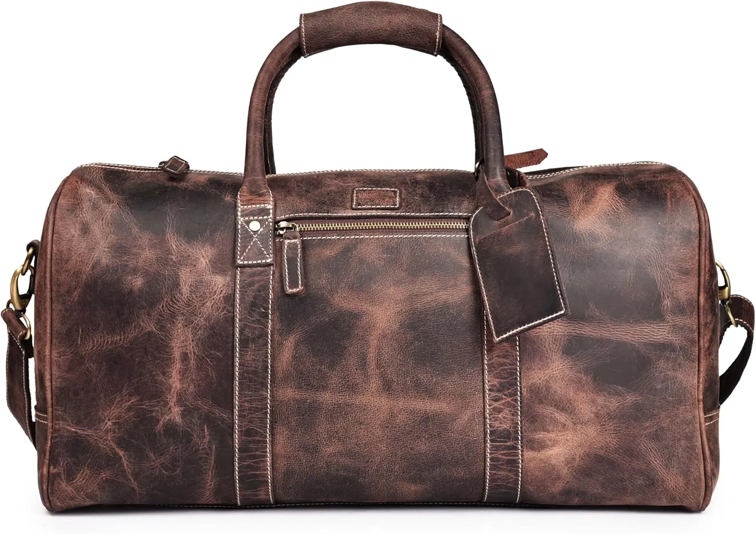 Leather Village Leather Duffle Bags for Men & Women-Stylish Travel Weekender Carry-On Sports Gym Overnight Luggage Bag - 20 Inch - Rustic Brown