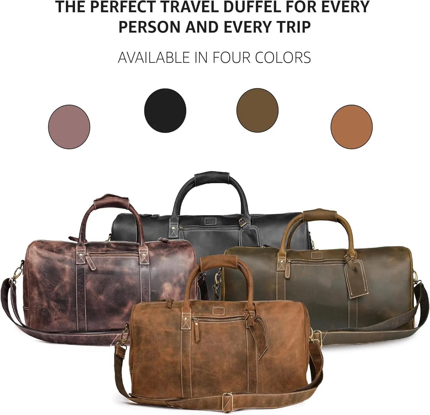Leather Village Leather Duffle Bags for Men & Women-Stylish Travel Weekender Carry-On Sports Gym Overnight Luggage Bag - 20 Inch - Rustic Brown