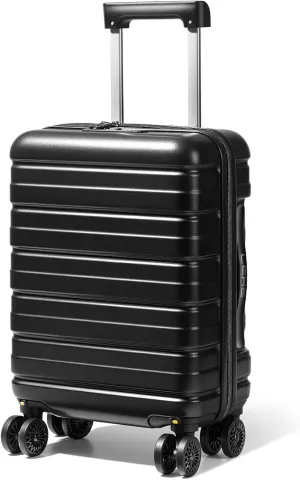 Lekesky 16 Inch Carry On Luggage Airline Approved, Hard Shell Suitcase with TSA Lock, Lightweight Spinner Wheels Durable ABS Compact Carry-On Bag for Women Men Travel Weekend Trips, Black