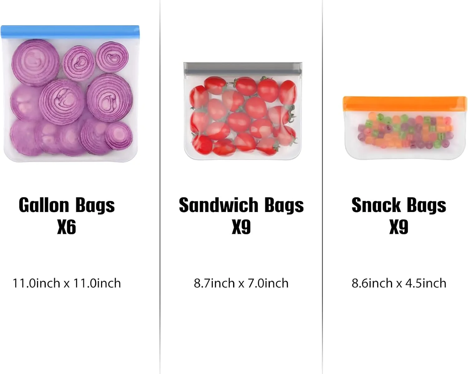 Lerine 18 Pack Reusable Gallon Freezer Bags Dishwasher Safe, BPA Free Reusable freezer Bags 1 Gallon, Extra Thick Leakproof Food Storage Bags for Meal Prep, Fridge Kitchen Organization