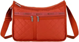 LeSportsac Cinnebar Deboss Deluxe Everyday Crossbody Bag   Cosmetic Bag, Style 7507/Color M219, Earthy & Sultry Cinnamon Hue, Zesty Neutral Evokes Strength, Unique Quilted Debossed Specialty Pattern