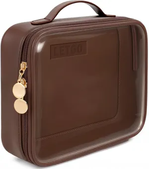 LETGO Valentines Day Gifts for Him Husband Boyfriend-TSA Approved Toiletry Bag Clear Makeup Bag,Clear Toiletry Bags for Traveling Travel Essentials Travel Size Toiletries Accessories(Large Chocolate)
