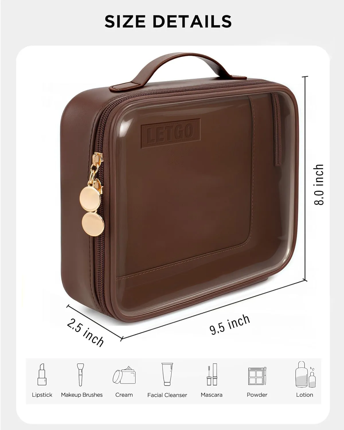 LETGO Valentines Day Gifts for Him Husband Boyfriend-TSA Approved Toiletry Bag Clear Makeup Bag,Clear Toiletry Bags for Traveling Travel Essentials Travel Size Toiletries Accessories(Large Chocolate)