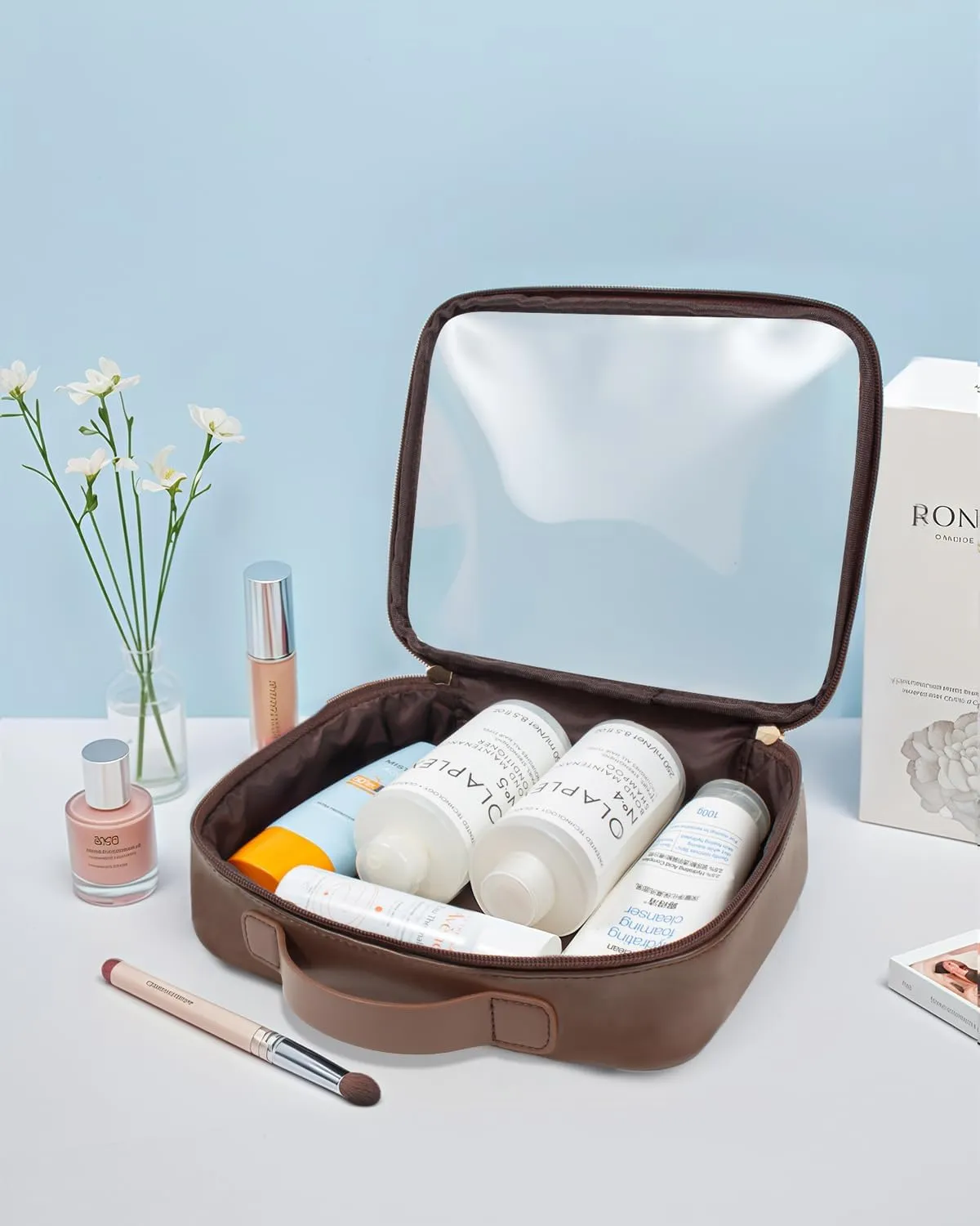 LETGO Valentines Day Gifts for Him Husband Boyfriend-TSA Approved Toiletry Bag Clear Makeup Bag,Clear Toiletry Bags for Traveling Travel Essentials Travel Size Toiletries Accessories(Large Chocolate)