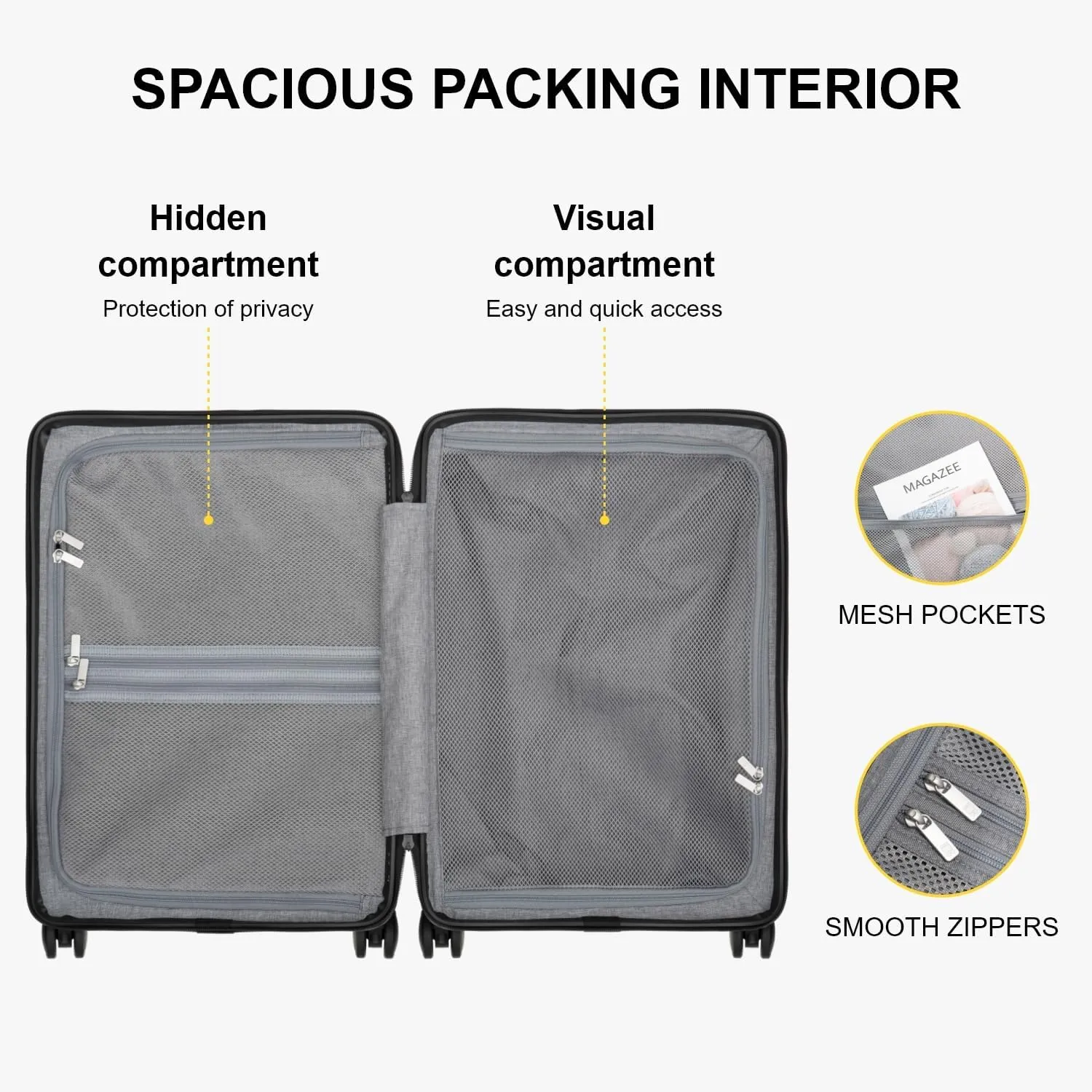 LEVEL8 Rolling Carry on Luggage Airline Approved, Carry-on Suitcases with Wheels, Lightweight Luminous Textured Luggage for Men Women, Tsa Lock, 20 Inch, Dark Grey