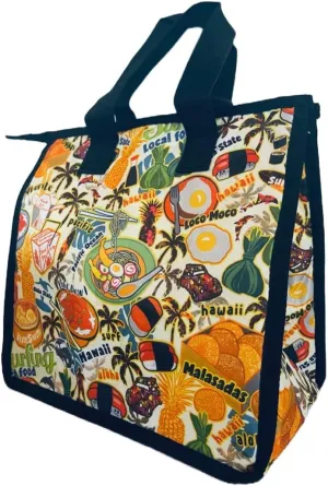 LiAloha Hawaii Eco Islands Insulated Cooler Lunch Tote Bag (Hawaiian Local Food Beige Large)