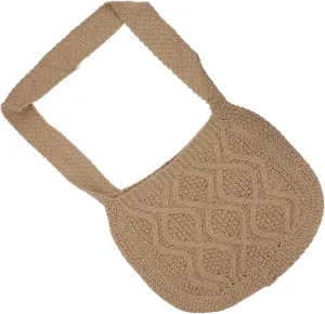 LIFKOME Handknitted Crossbody Bag for Women Decorative Woven Crochet Bag Fashion Single-shoulder Bag Woolen Yarn Woven Bag for Multiple Occasions