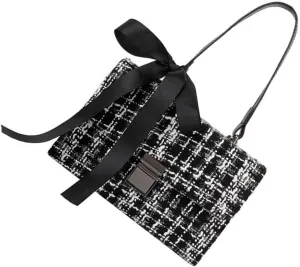 LIFKOME Stylish Women Cross Body Bag for Woman Portable Handbag Zipper Pouch Black One Shoulder Bag for Daily Use