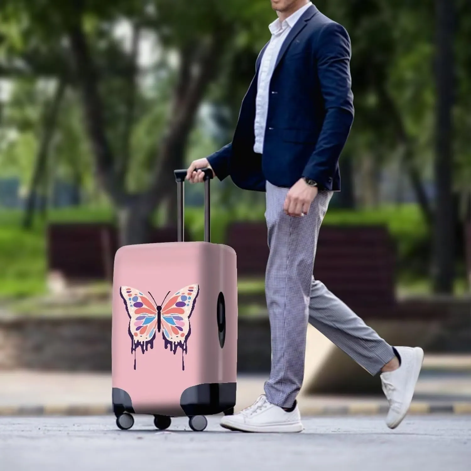 Lightweight Luggage Cover - Sturdy Travel Suitcase Protector Dustproof Protector for Long Journeys Business Travel Butterfly Print