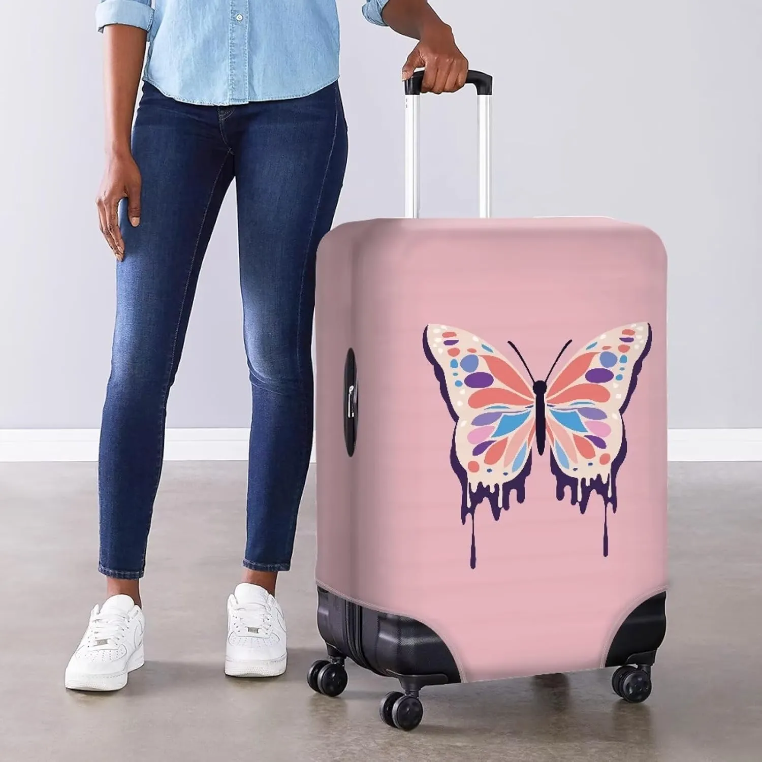 Lightweight Luggage Cover - Sturdy Travel Suitcase Protector Dustproof Protector for Long Journeys Business Travel Butterfly Print