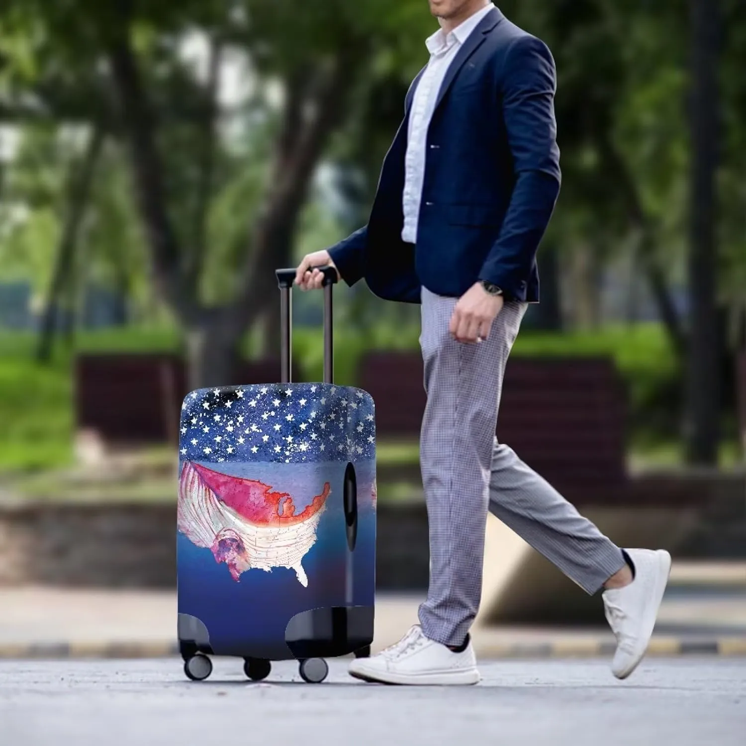 Lightweight Luggage Cover - Sturdy Travel Suitcase Protector Dustproof Protector Lightweight for Long Journeys & Family Trips American Flag