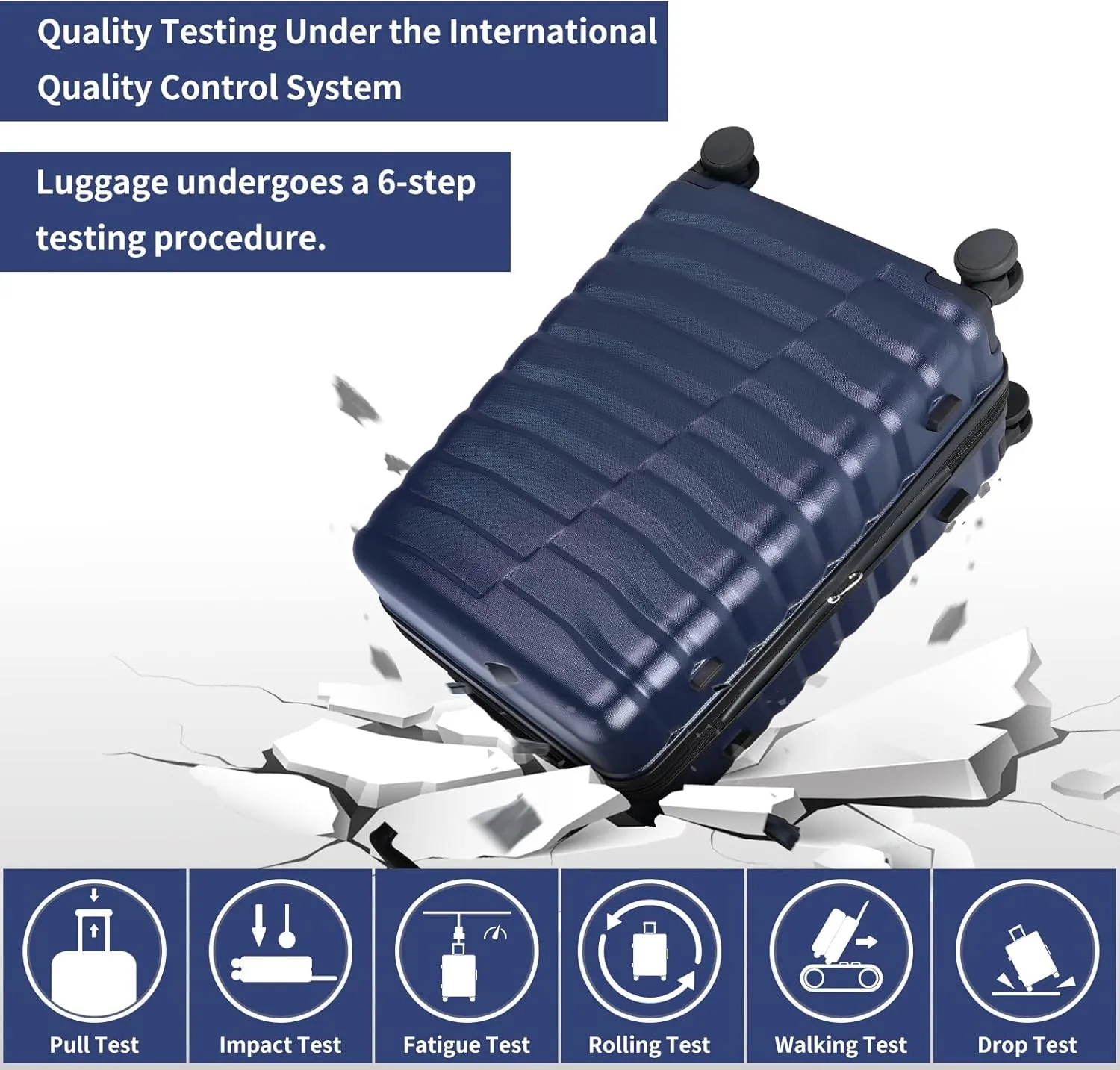 Lightweight Luggage with Spinner Wheels & YKK Zipper, 3-Piece Suitcase ABS PC Hardside Hard Shell Luggage Sets with TSA Lock for Men, Dark Navy Blue (20 24 28 inch)