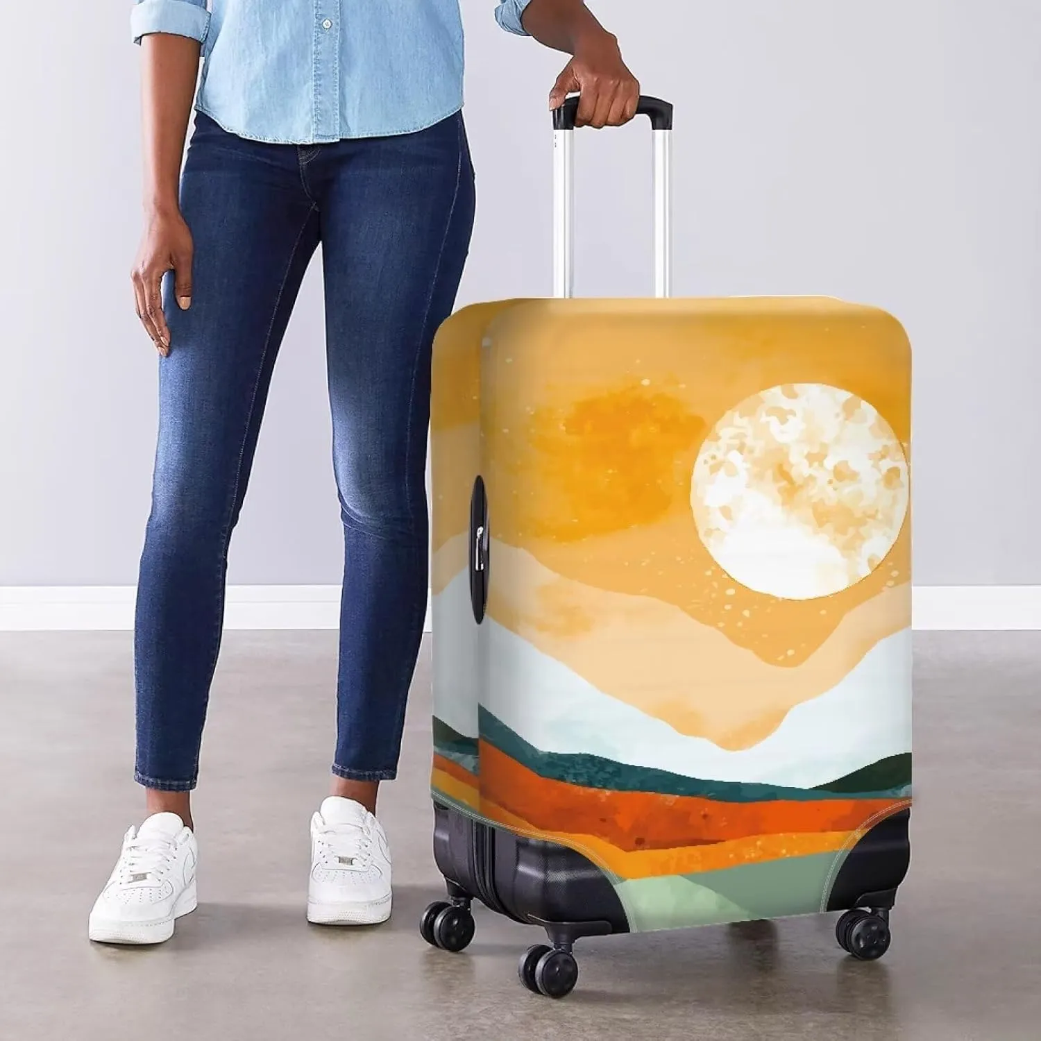 Lightweight Suitcase Cover - Fashion Luggage Covers with Stylish Prints Anti-Scratch Design Lightweight Suitcase Case Covers Mountain
