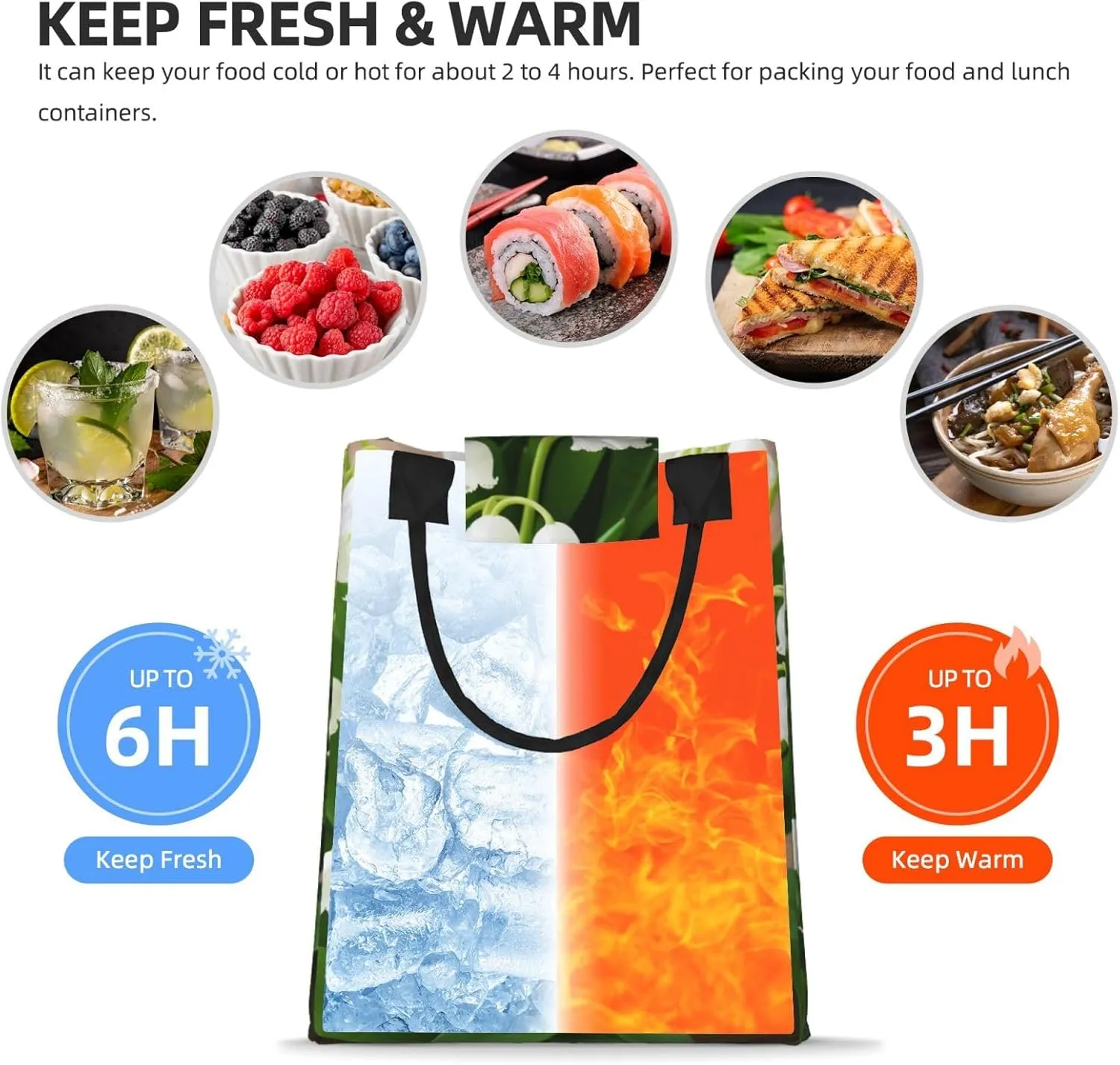 Lilies Of The Valley Lunch Bag For Women Men Reusable Insulated Lunch Tote Bag For Work Office Travel Picnic Yoga