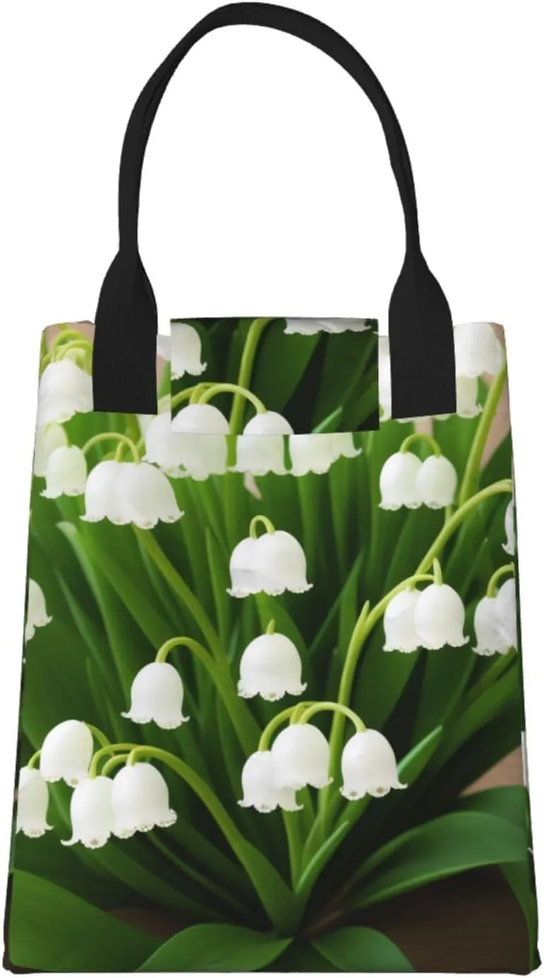 Lilies Of The Valley Lunch Bag For Women Men Reusable Insulated Lunch Tote Bag For Work Office Travel Picnic Yoga