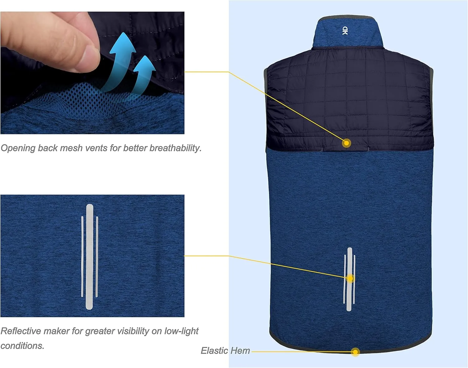 Little Donkey Andy Men's Lightweight Golf Vest Warm Outdoor Sleeveless Jacket for Hiking Travel Running Casual