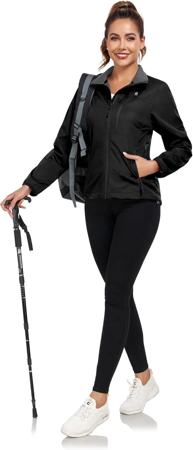 Little Donkey Andy Women's Lightweight Softshell Jacket Windbreaker for Hiking Running Golf Travel, Windproof, Waterproof