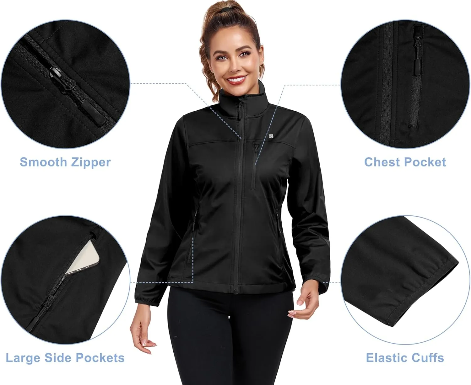 Little Donkey Andy Women's Lightweight Softshell Jacket Windbreaker for Hiking Running Golf Travel, Windproof, Waterproof
