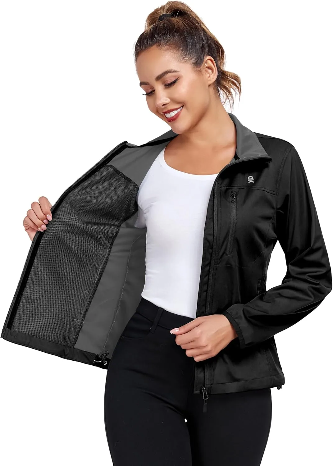 Little Donkey Andy Women's Lightweight Softshell Jacket Windbreaker for Hiking Running Golf Travel, Windproof, Waterproof