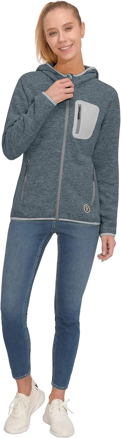 Little Donkey Andy Women's Lightweight Warm Polar Fleece Running Jacket Hooded Full-Zip Thermal Coat Hiking Travel Casual