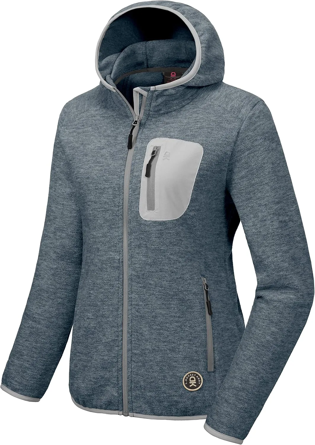 Little Donkey Andy Women's Lightweight Warm Polar Fleece Running Jacket Hooded Full-Zip Thermal Coat Hiking Travel Casual
