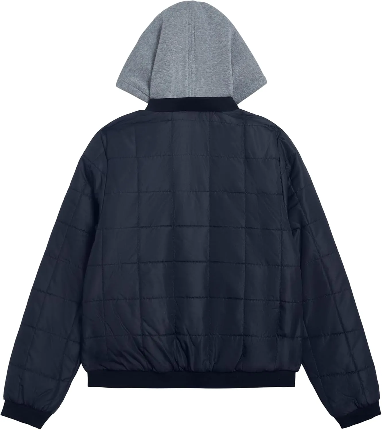 LONDON FOG Boys' Midweight Quilted Bomber Jacket with Sweatshirt Hood