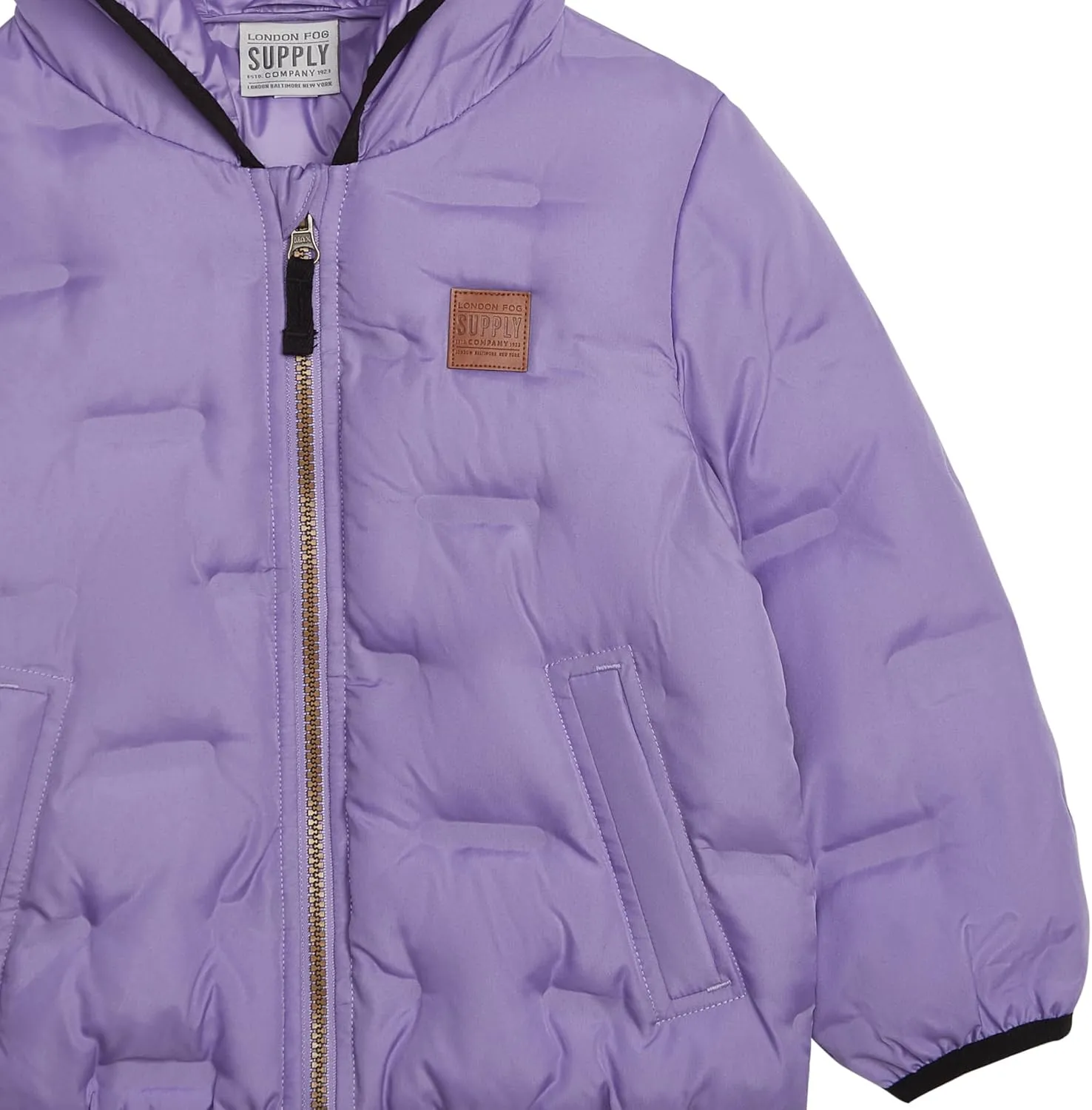 LONDON FOG Girls' Midweight Quilted Puffer Jacket Hooded Coat