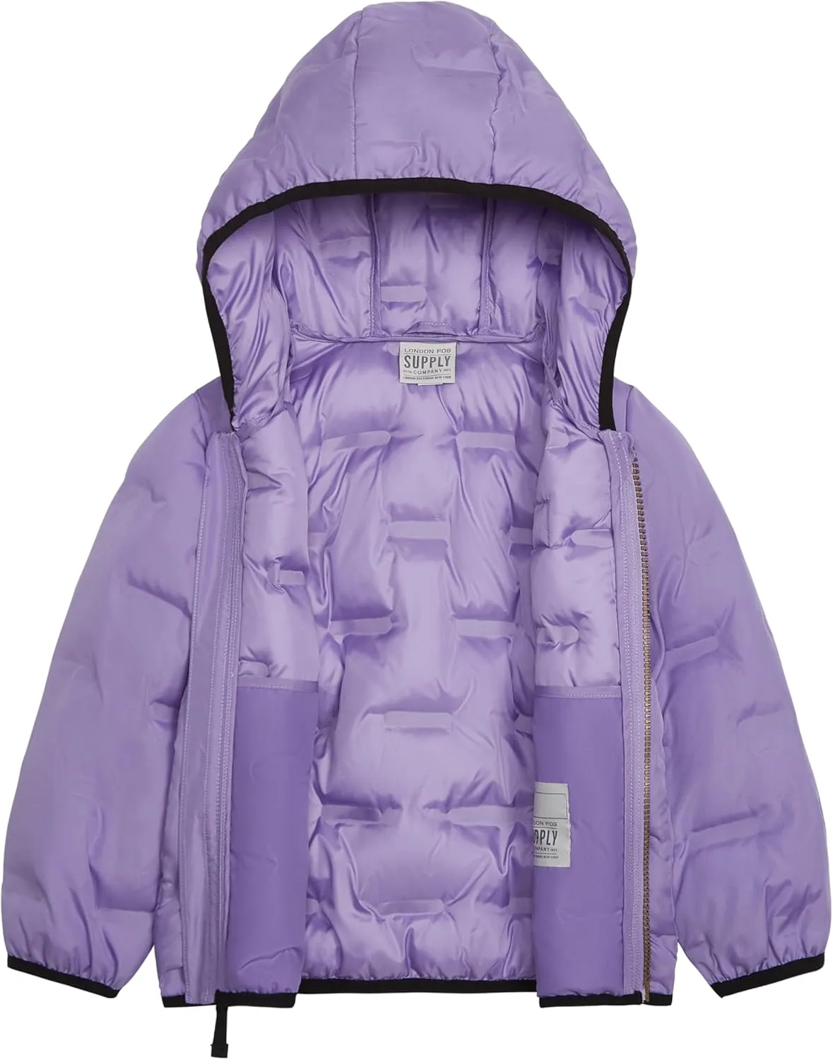LONDON FOG Girls' Midweight Quilted Puffer Jacket Hooded Coat