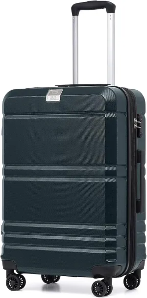 LONG VACATION Hardside Expandable Carry On Luggage, Hardshell Suitcase with Spinner Wheels and TSA Lock(Dark Green, 24 INCH)