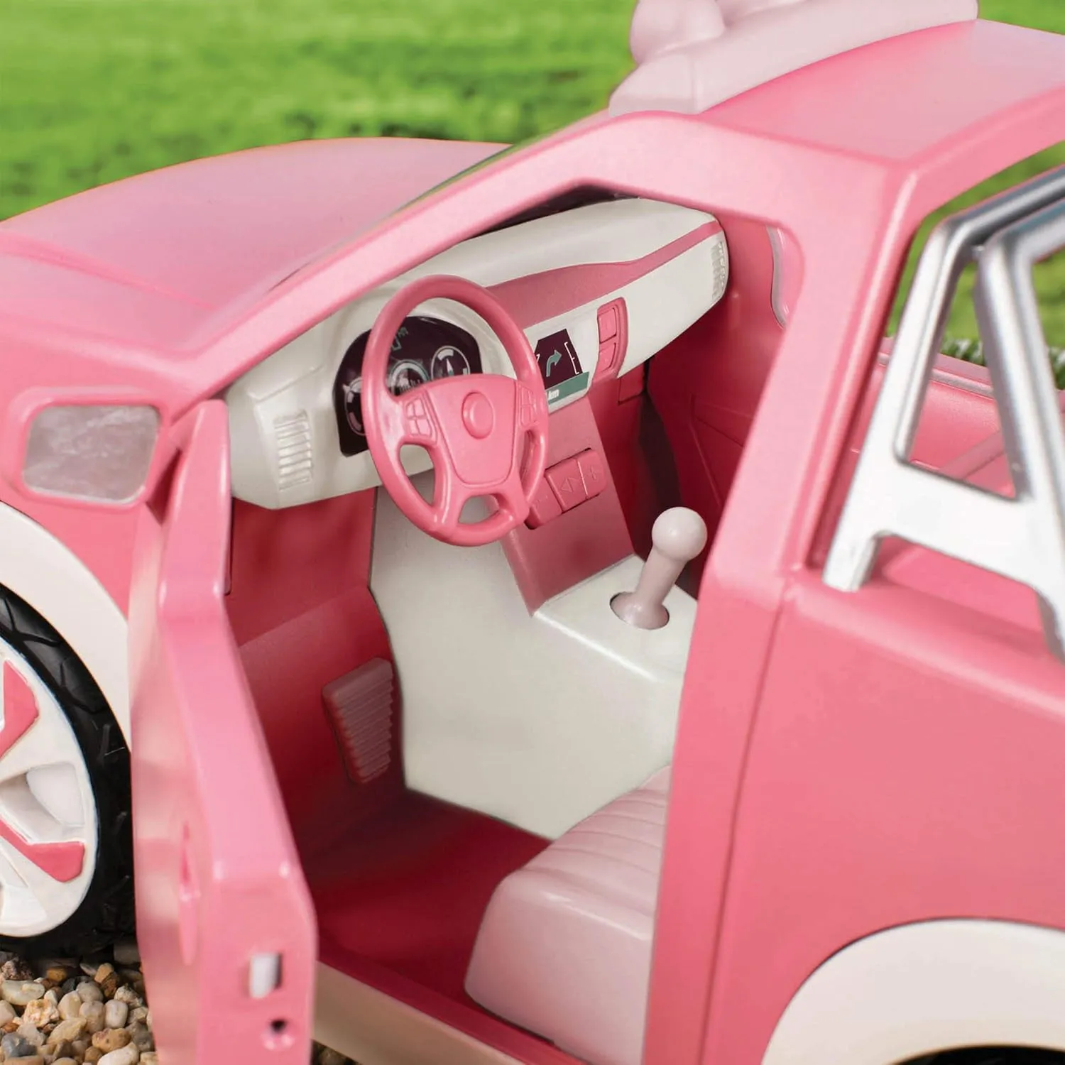 Lori – Pick-Up Truck for Mini Dolls – Pink Car for 6-Inch Dolls – Real Radio & Trailer Hitch – Music & Lights – 3 Years   – Ride & Shine Pickup Truck – Light Pink