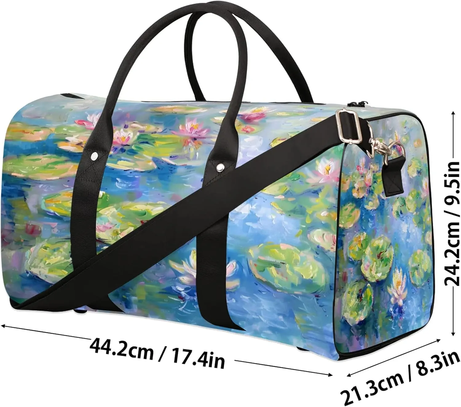 Lotus Flowers Travel Bag for Men Women, Gym Duffle Bags for Travel, Carry On Luggage Bag, Weekender Overnight Workout Bags