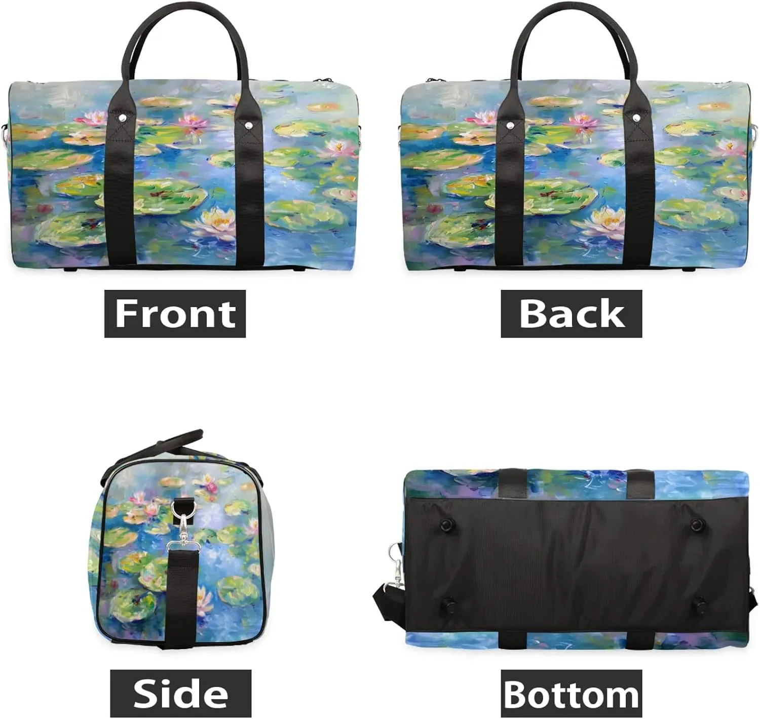 Lotus Flowers Travel Bag for Men Women, Gym Duffle Bags for Travel, Carry On Luggage Bag, Weekender Overnight Workout Bags