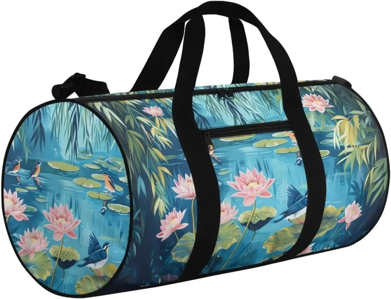 Lotus Pond Travel Duffel Bag, Weekender Bags for Women, Overnight Gym Carry On Tote Bag with Adjustable Strap, Hospital Mom Bag for Labor and Delivery