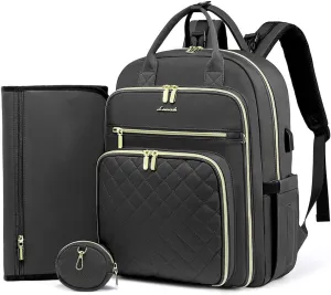 LOVEVOOK Baby Diaper Bag,Waterproof Diaper Backpack with USB Charging Port for Bab, Large Capacity Fit for 15.6 inch Laptop,Dark Grey
