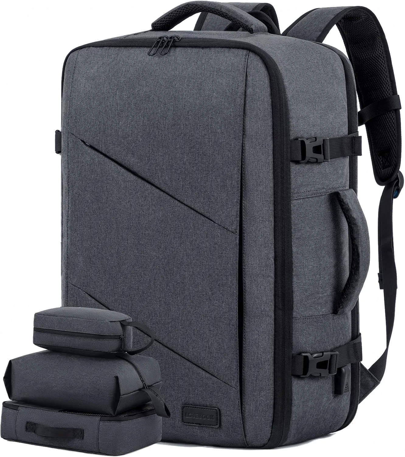 LOVEVOOK Travel Backpack, 40L Extra Large Backpack, Carry on Backpack 17 Inch with USB Port, Water Resistant Business Backpack for Men Women, Dark Grey