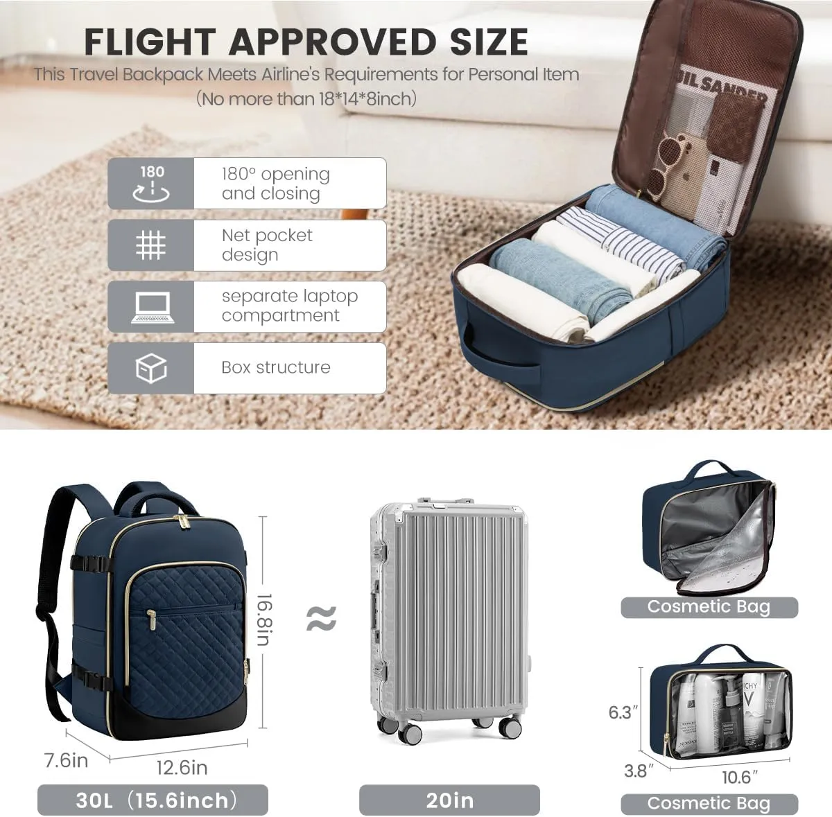 LOVEVOOK Travel Backpack for Women, 15.6in Laptop Backpack TSA Approved Carry on Luggage Personal Item Travel Bag for Business Weekender Hiking, Dark Green