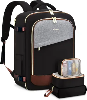 LOVEVOOK Travel Backpack for Women, 40L Carry On Backpack Flight Approved, Large Personal Item Bag Fits 17 inch Laptop, TSA Approved Luggage with 3 Packing Cubes,Waterproof Weekender Gym Essentials