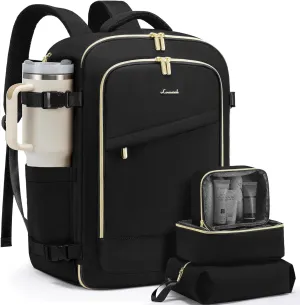 LOVEVOOK Travel Backpack for Women, 40L Carry On Backpack for Airplanes, Personal Item Bag for Airlines Fits 17 inch Laptop,TSA Approved Luggage with 3 Packing Cubes,Waterproof Weekender Gym back pack
