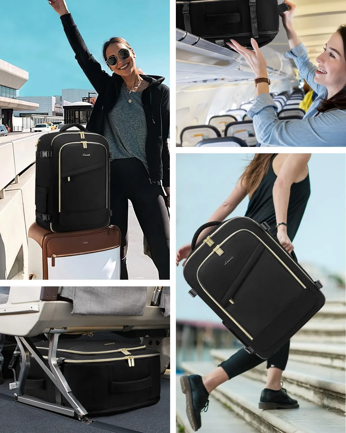 LOVEVOOK Travel Backpack for Women, 40L Carry On Backpack for Airplanes, Personal Item Bag for Airlines Fits 17 inch Laptop,TSA Approved Luggage with 3 Packing Cubes,Waterproof Weekender Gym back pack