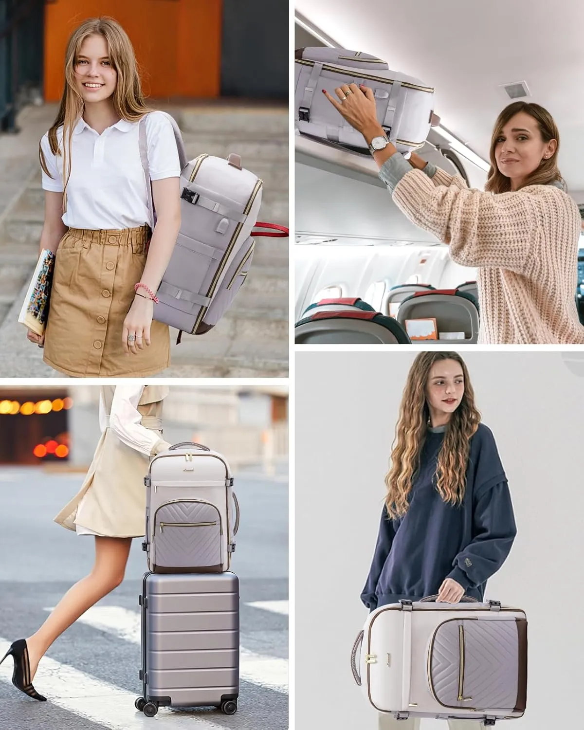 LOVEVOOK Travel Backpack for Women,40L Carry On Backpack for Airplanes,17.3 Inch Laptop Personal Item Travel Bag