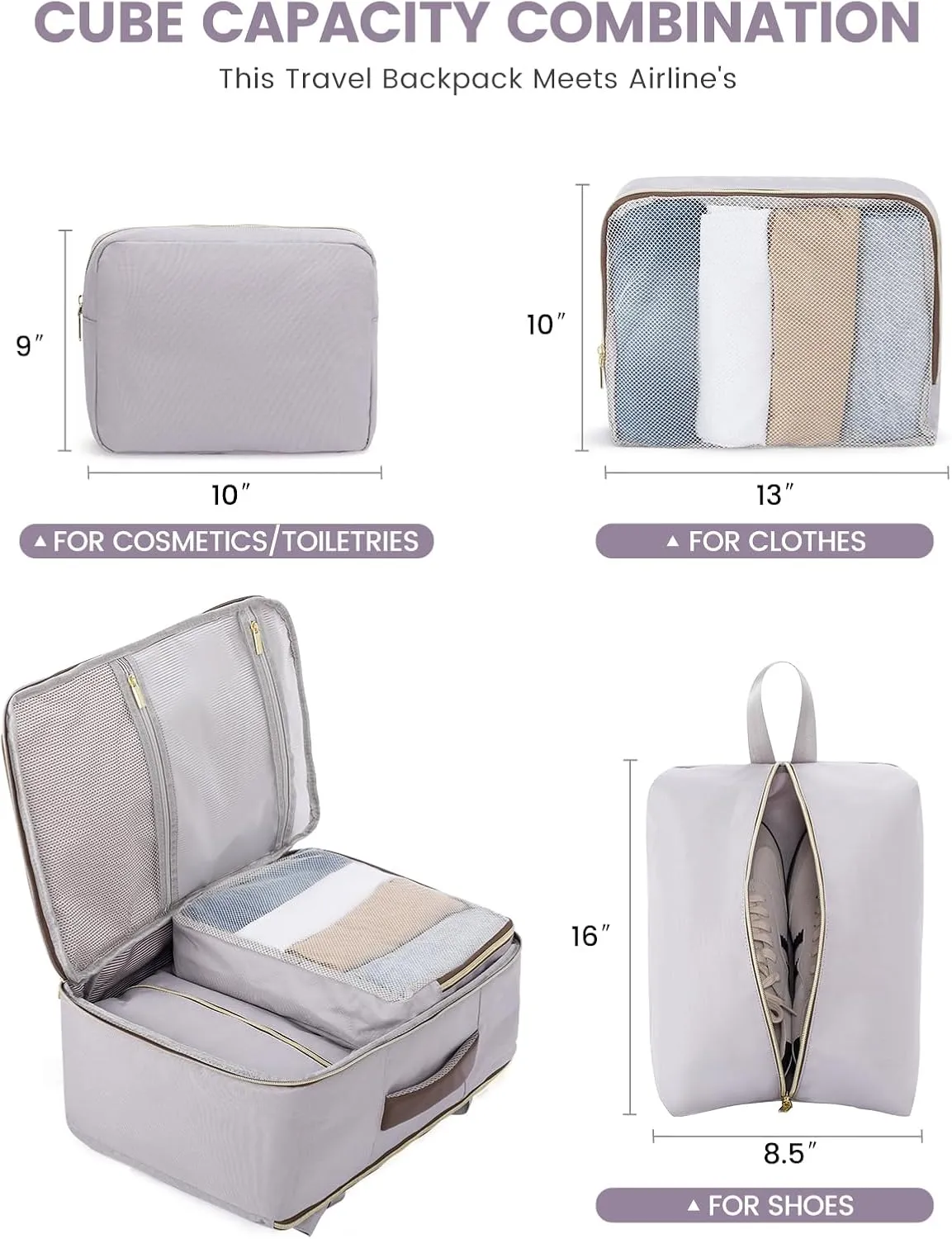 LOVEVOOK Travel Backpack for Women,40L Carry On Backpack for Airplanes,17.3 Inch Laptop Personal Item Travel Bag