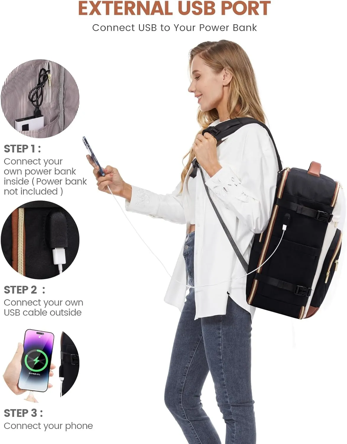 LOVEVOOK Travel Backpack for Women,50L Carry On Backpack for Airplanes,18 Inch Laptop Personal Item Travel Bag,TSA Approved Carry On Luggage,Waterproof Weekender Business Hiking Bag