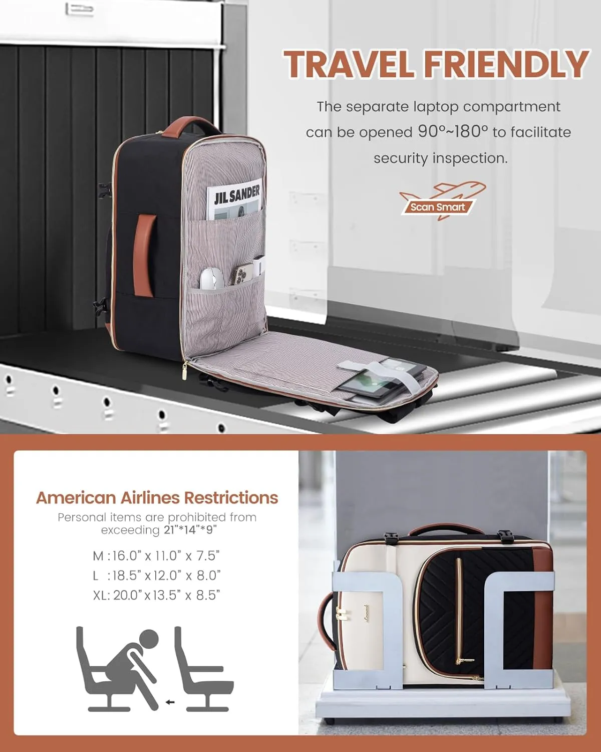 LOVEVOOK Travel Backpack for Women,50L Carry On Backpack for Airplanes,18 Inch Laptop Personal Item Travel Bag,TSA Approved Carry On Luggage,Waterproof Weekender Business Hiking Bag