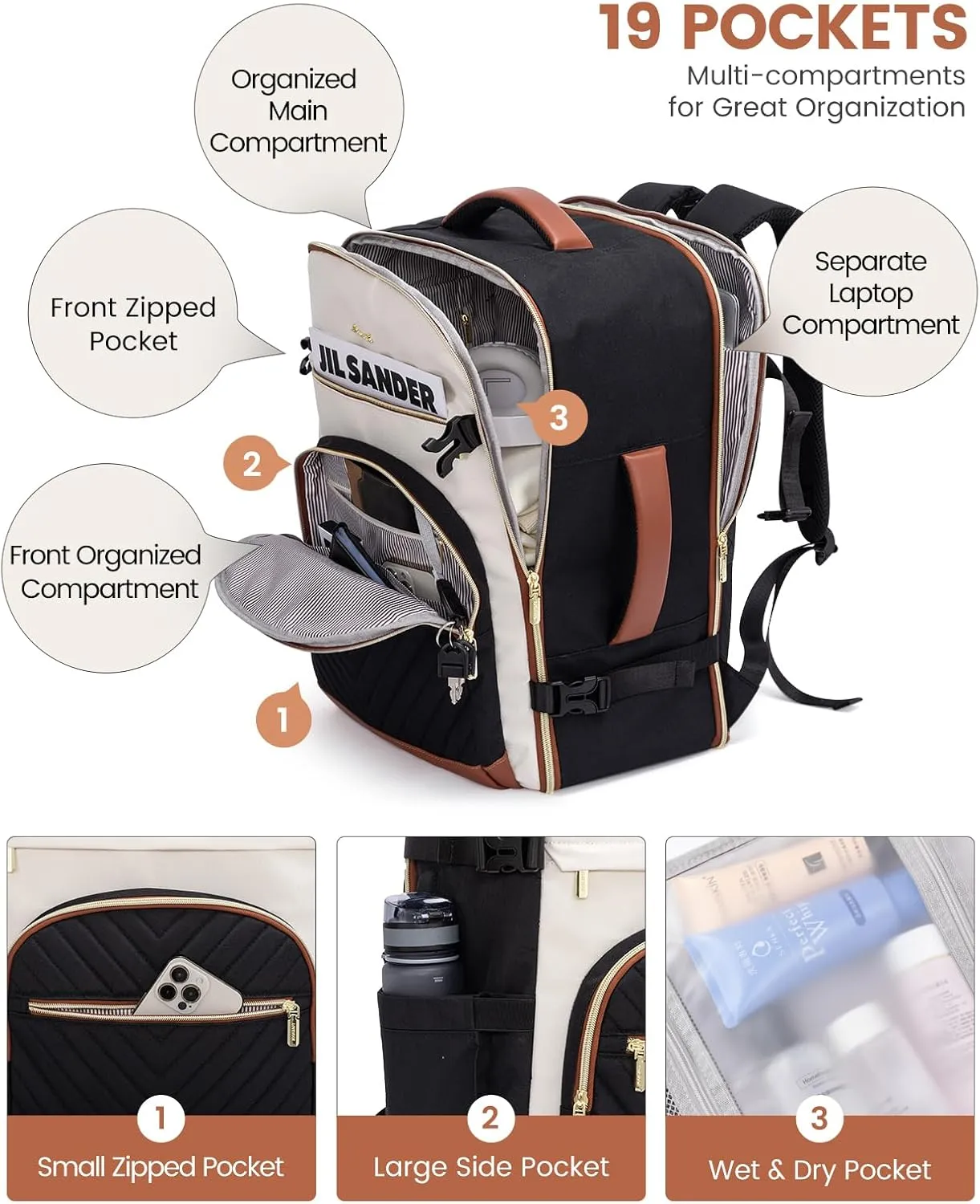 LOVEVOOK Travel Backpack for Women,50L Carry On Backpack for Airplanes,18 Inch Laptop Personal Item Travel Bag,TSA Approved Carry On Luggage,Waterproof Weekender Business Hiking Bag