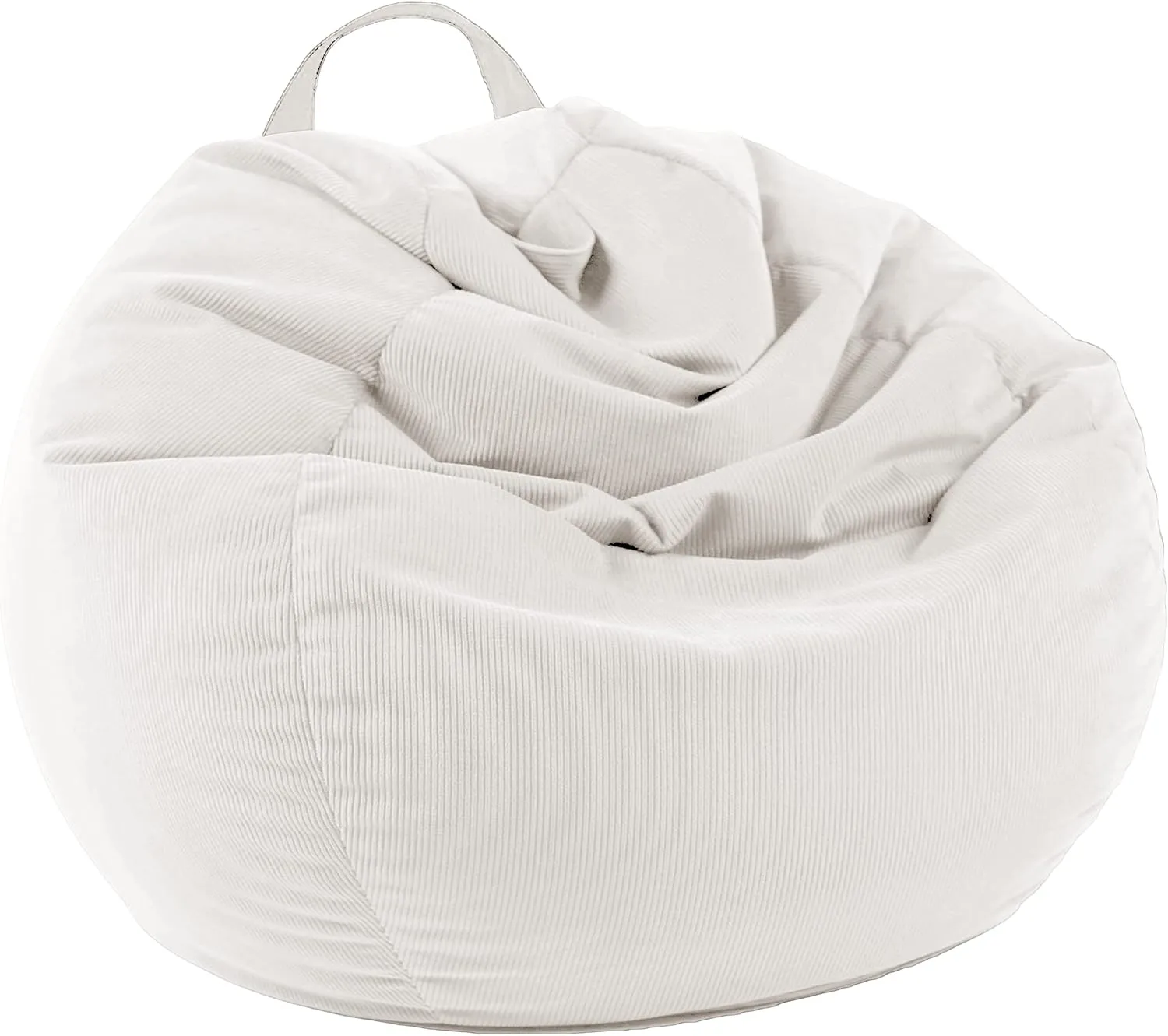 LPMOERA Stuffed Animal Storage Bean Bag Chair Cover (No Filler) for Kids and Adults.Pets Dogs/Cats Lazy Beds.Soft Stuffable Bean Bag for Organizing Children Plush Toys or Memory Foam White S