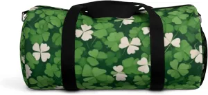 Lucky Clover Duffel Bag – Green Shamrock Pattern – Lightweight Gym & Travel Bag with Black Straps