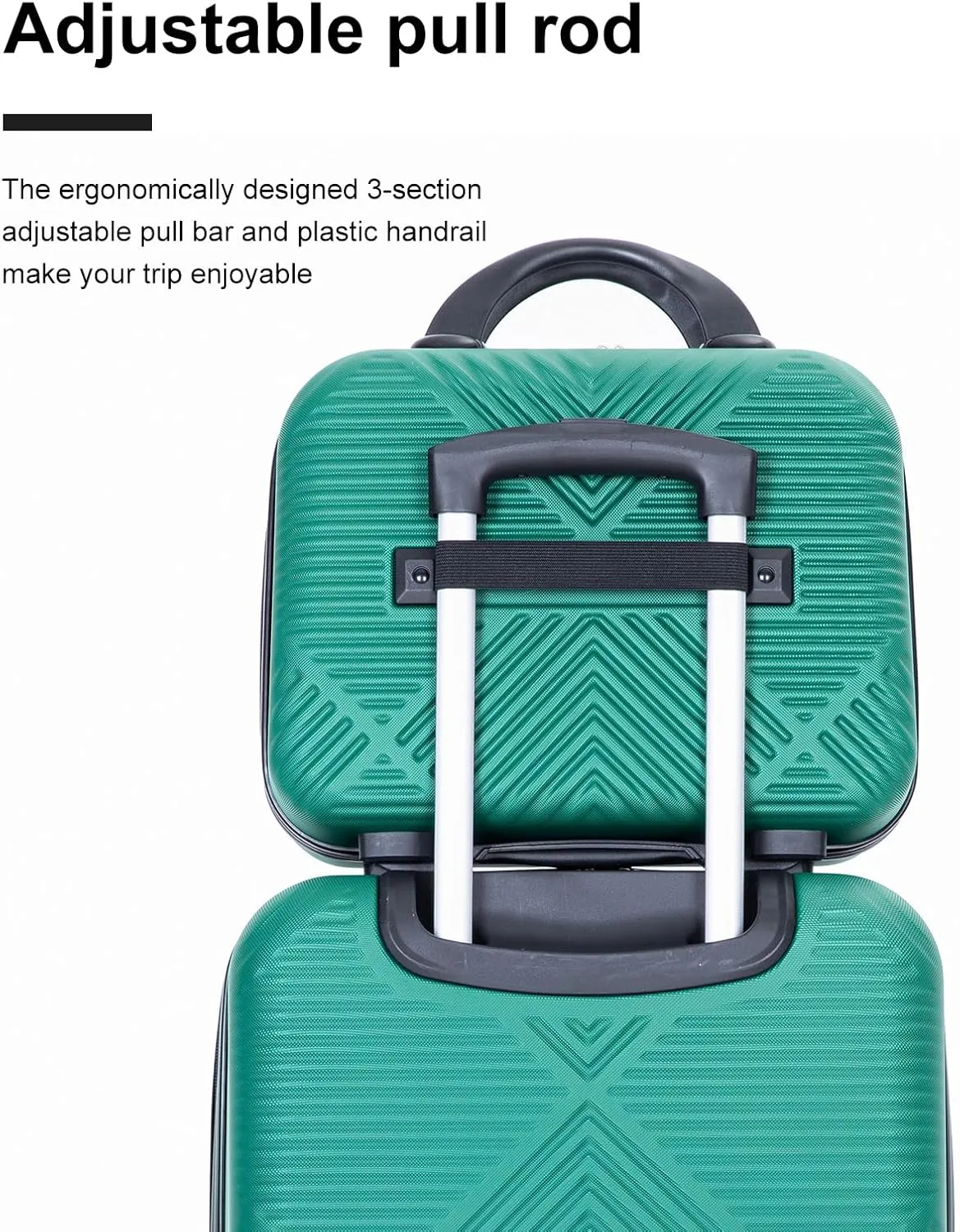 Luggage 4 Piece Set, Hardshell ABS Suitcase Set with Double Spinner Wheels, Lightweight Durable Luggage set, Carry On and Checked Travel Large Luggage, Dark Green
